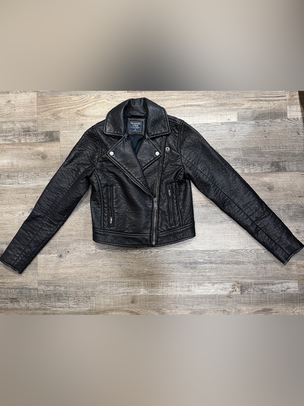 Abercrombie & Fitch Black Faux Leather Moto Jacket Biker Jacket